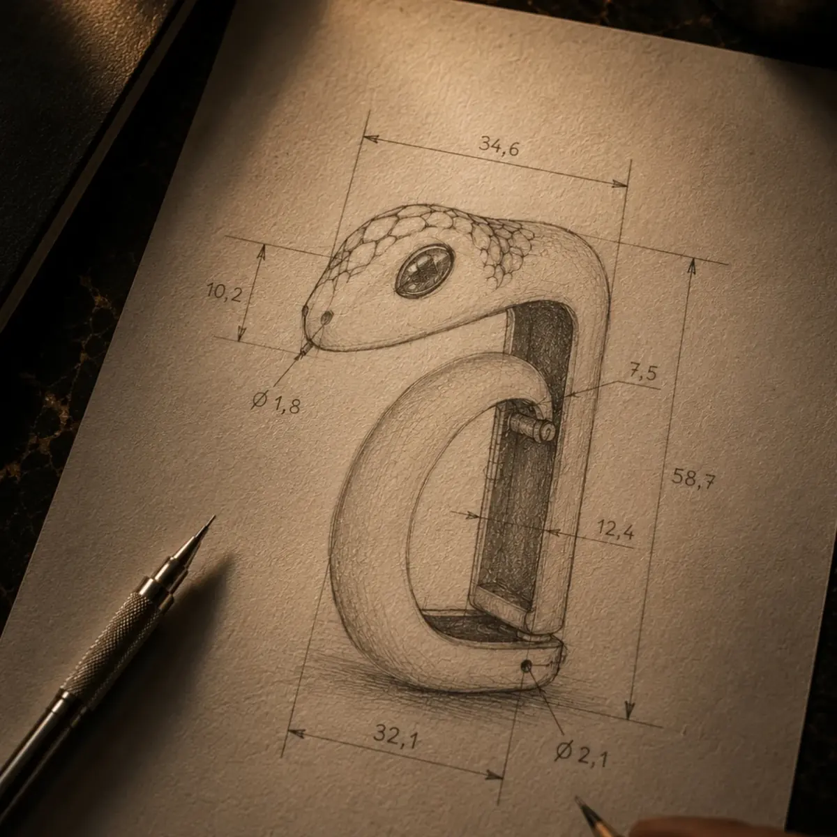 Il disegno tecnico del serpente